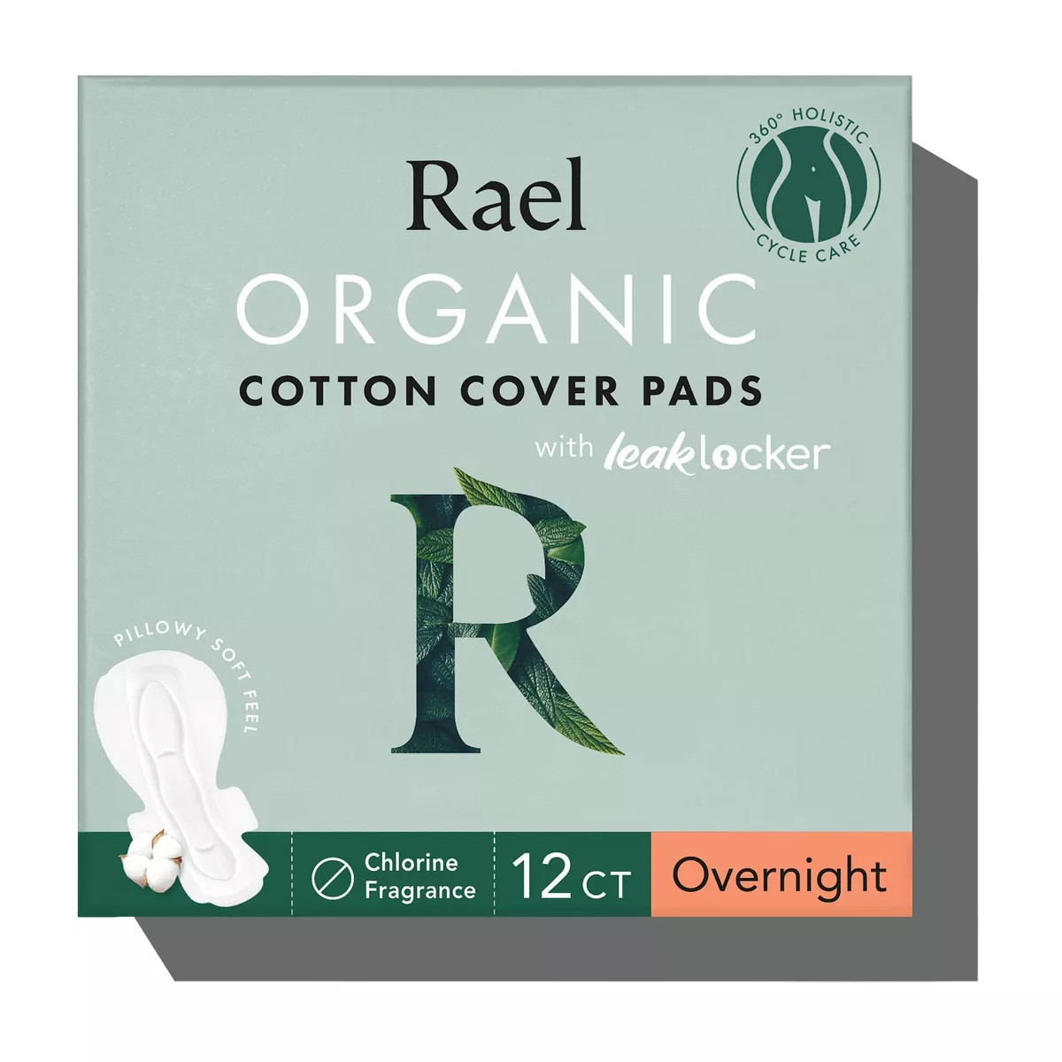 Rael Organic Cotton Cover Overnight Menstrual Fragrance Free Pads - Unscented - 12ct | Target