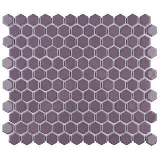 Metro 1 in. Hex Glossy Purple 6 in. x 6 in. Porcelain Mosaic Take Home Tile Sample | The Home Depot