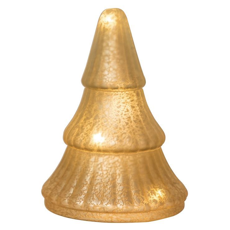 Transpac Glass 7.5 in. Gold Christmas Light Up Metallic Tree Decor | Target