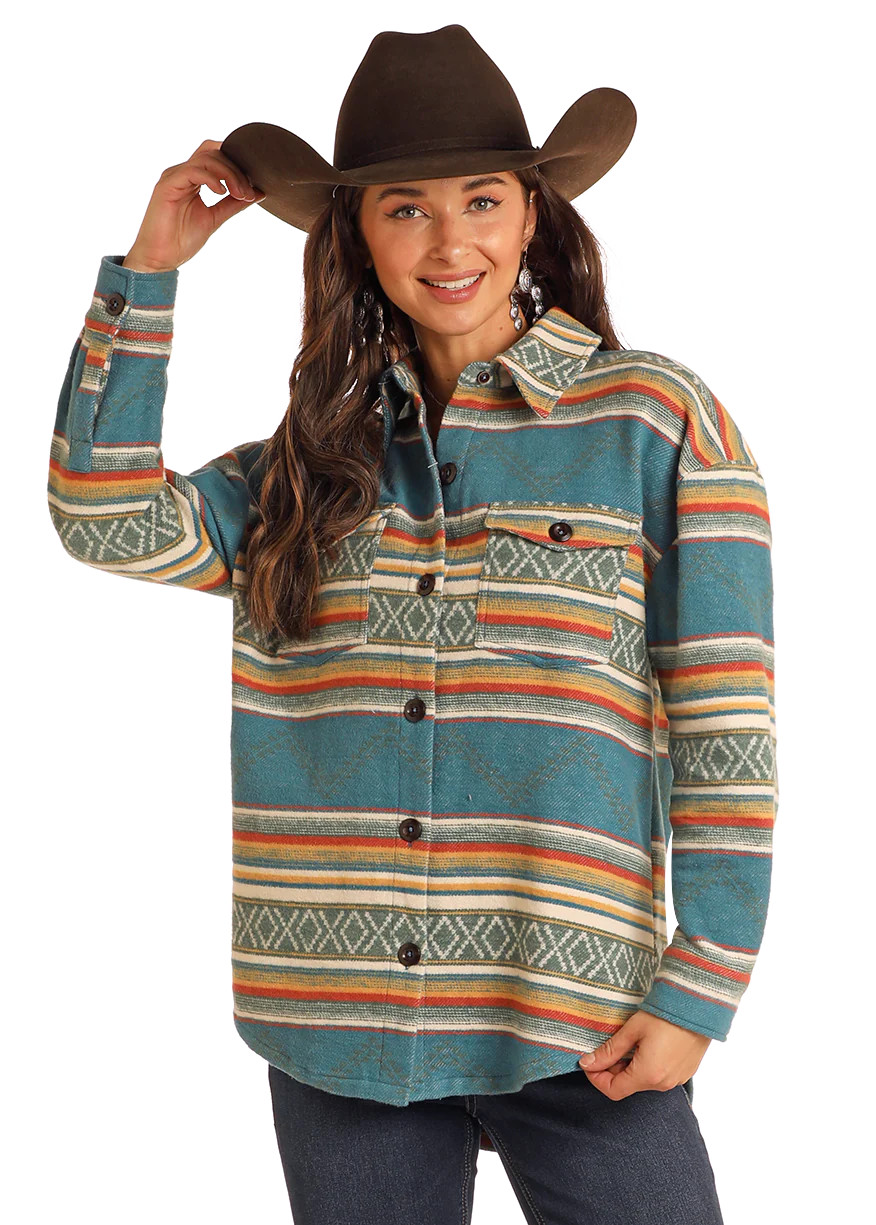 Women's Turquoise Aztec Shacket | Rock & Roll Denim