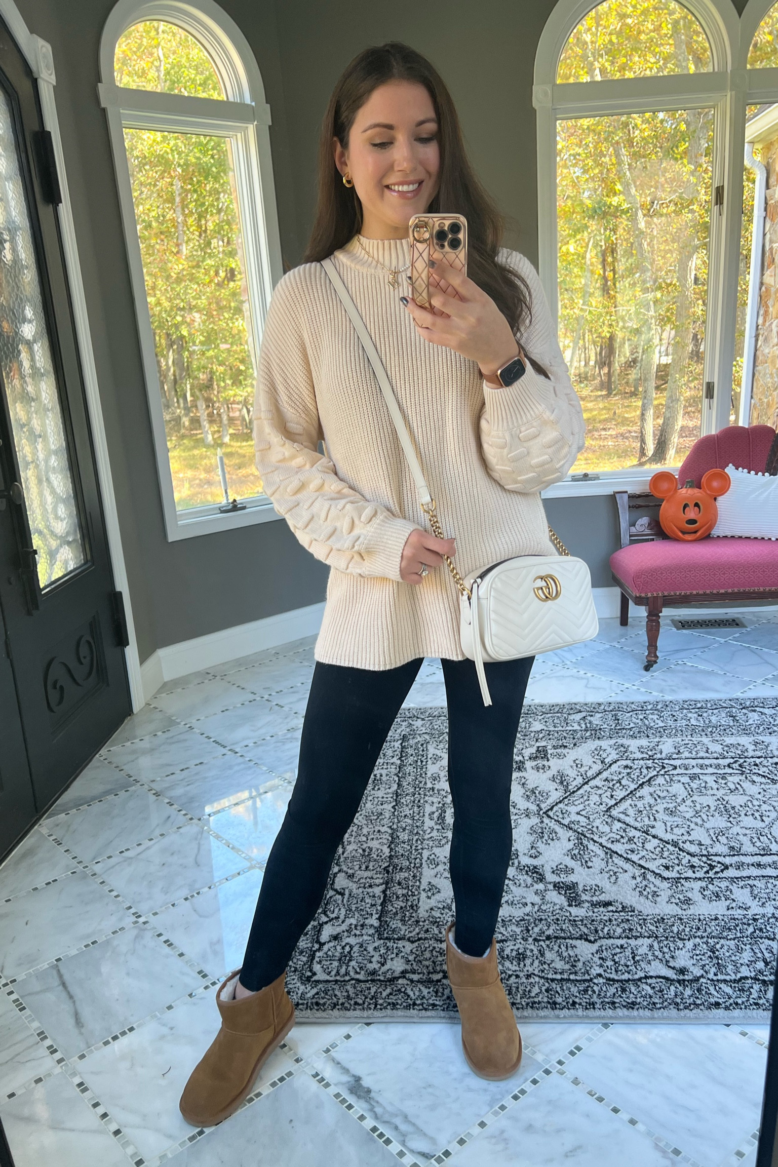 Sweaters for fall, amazon sweaters, cream sweater, bubble sleeve sweater, sweater and leggings, mini ugg boots, gold jewelry, Gucci bag, vanilla girl aesthetic 

#LTKitbag #LTKSeasonal #LTKshoecrush