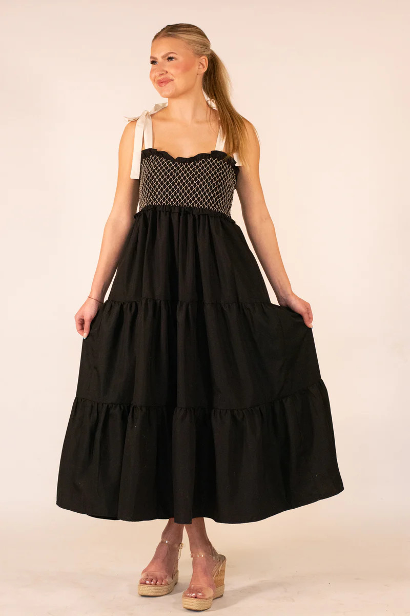 Let My Heart Run Black Smock Maxi Dress | Apricot Lane Boutique