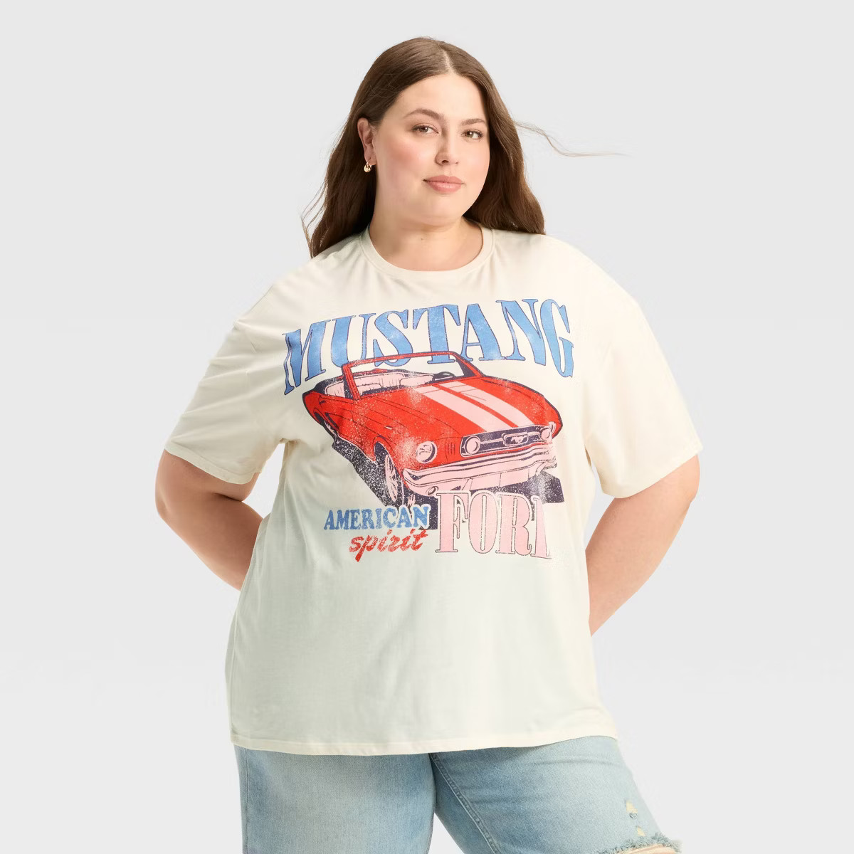 Women's Mustang Oversized Graphic T-Shirt - Off-White | Target
