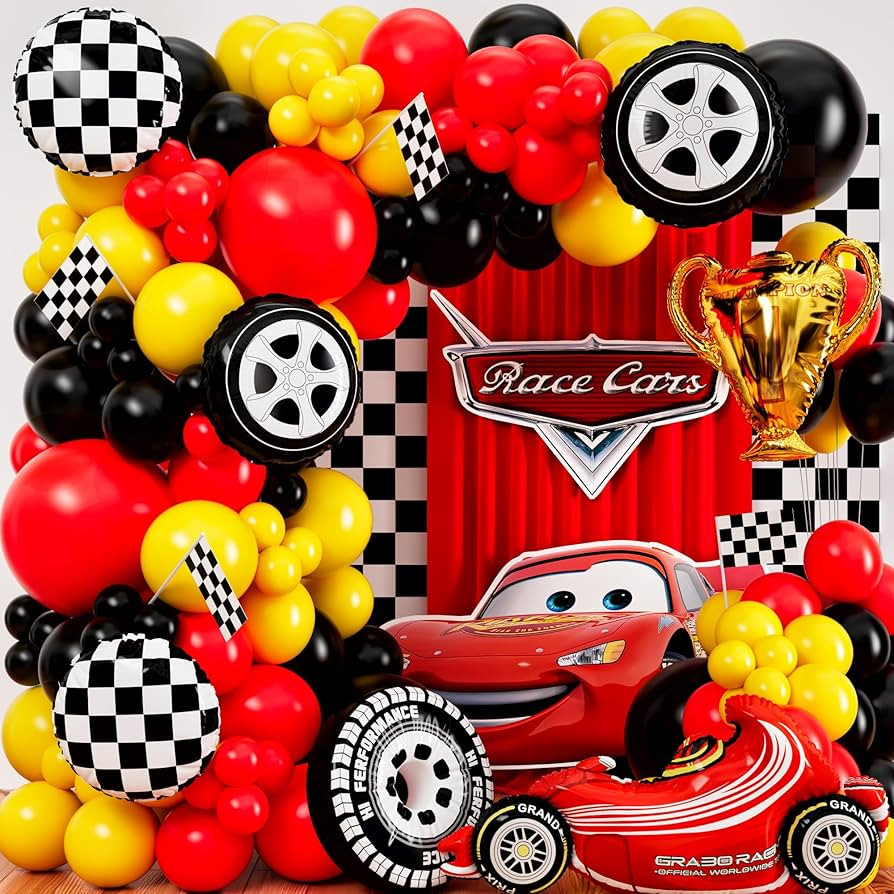ALL-IN-1 Race Car Balloon Arch Kit & Garland with BONUS Trophy & Number 2 - Race Cars Balloons fo... | Amazon (US)