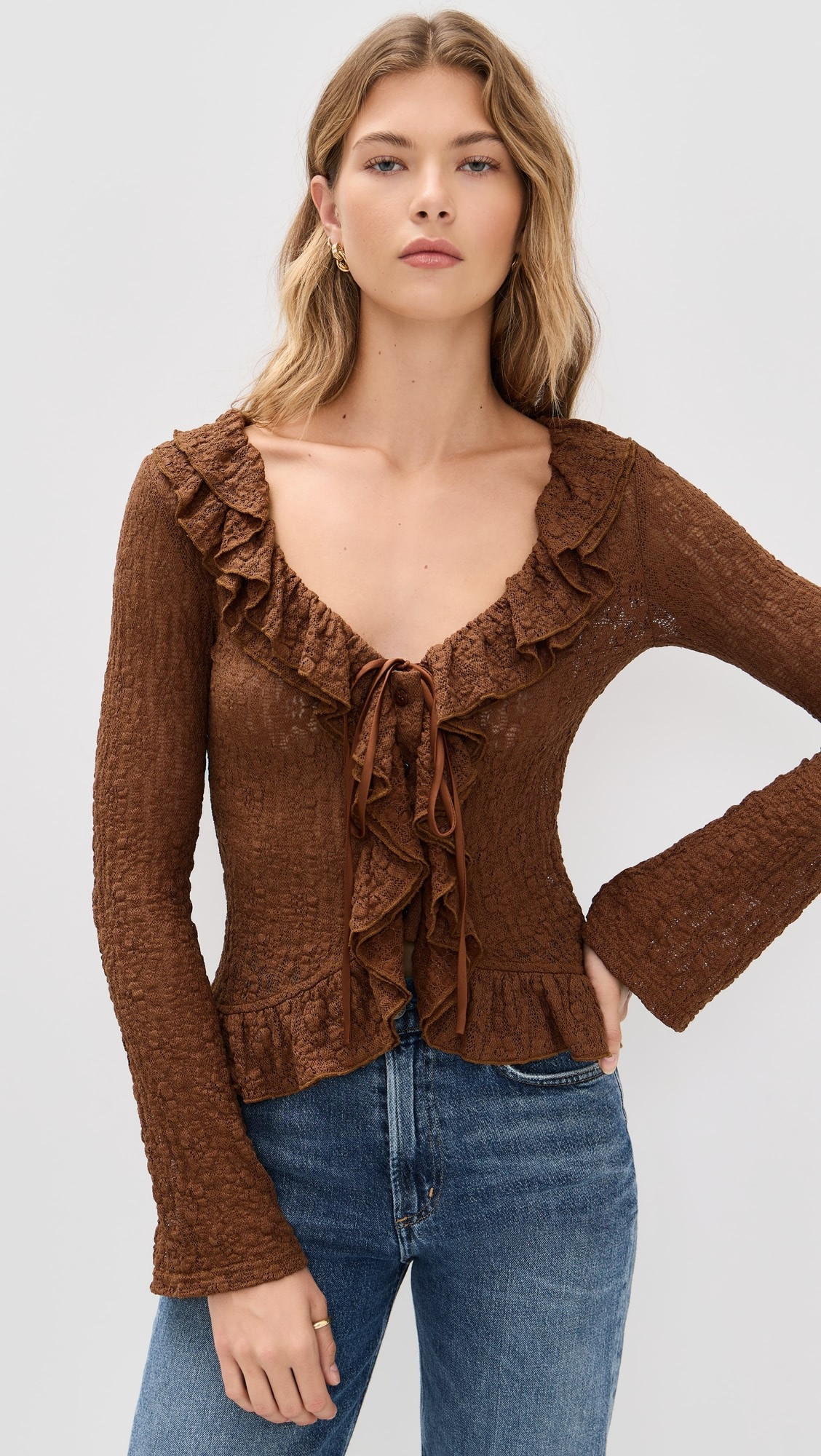 Brown Long Sleeve Blouse | Shopbop