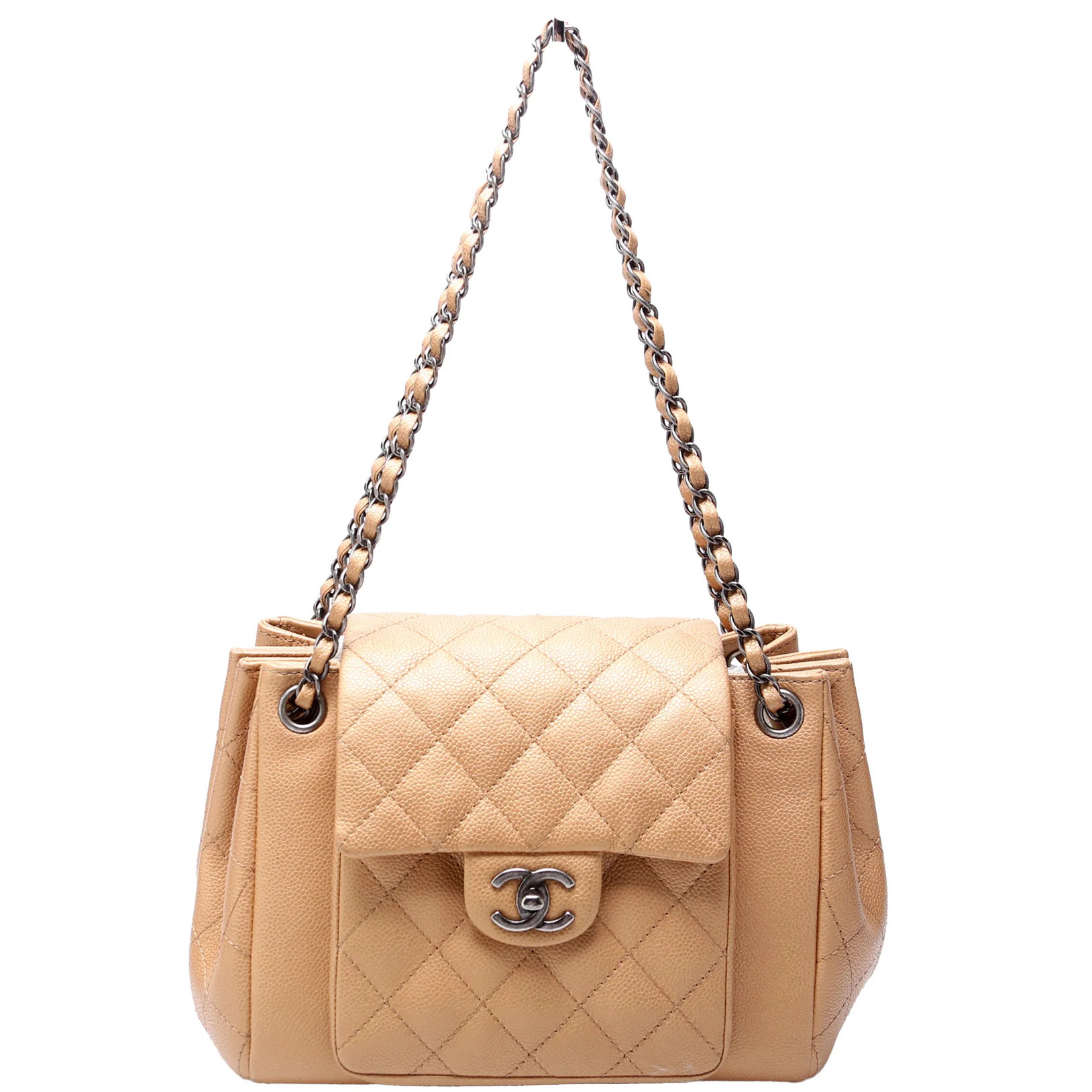 CC Accordion Shopping Bag Quilted Caviar 22M | Keeks Designer Handbags