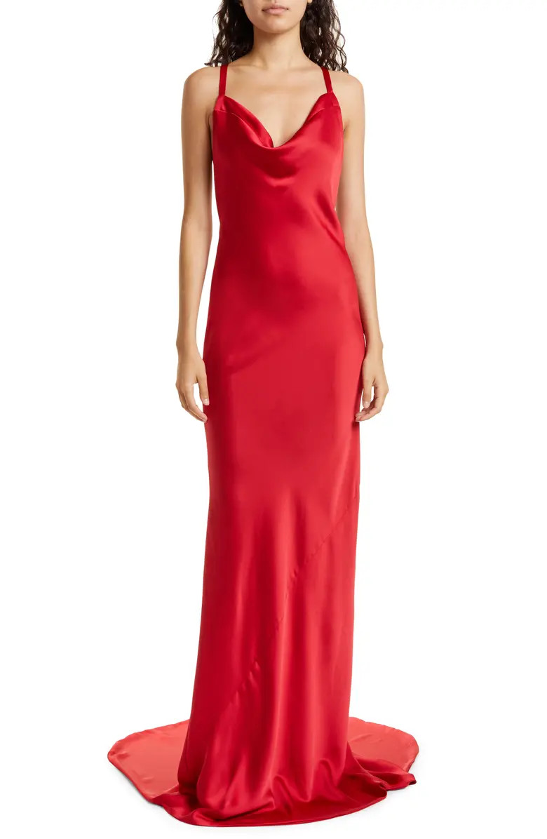 Norma Kamali Low Back Bias Cut Column Gown | Nordstrom | Nordstrom