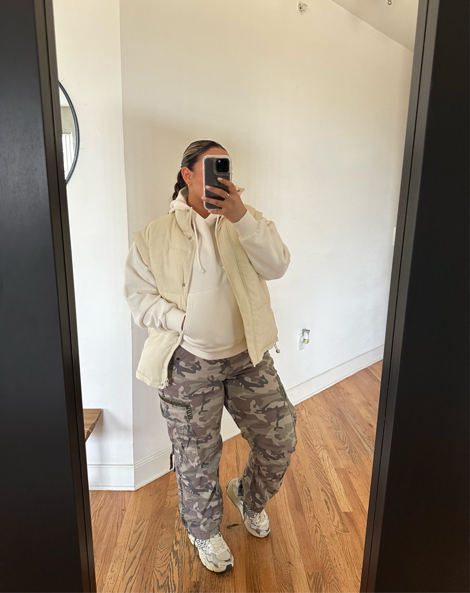 Comfy, Cozy Casual Vibes👟 Sizing below: 

Vest: M 
Hoodie: L 
Cargos: size 31 

#LTKSeasonal #LTKstyletip #LTKmidsize