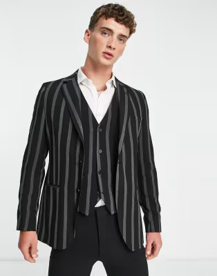 Bolongaro Trevor crepe stripe skinny fit suit jacket  | ASOS | ASOS (Global)
