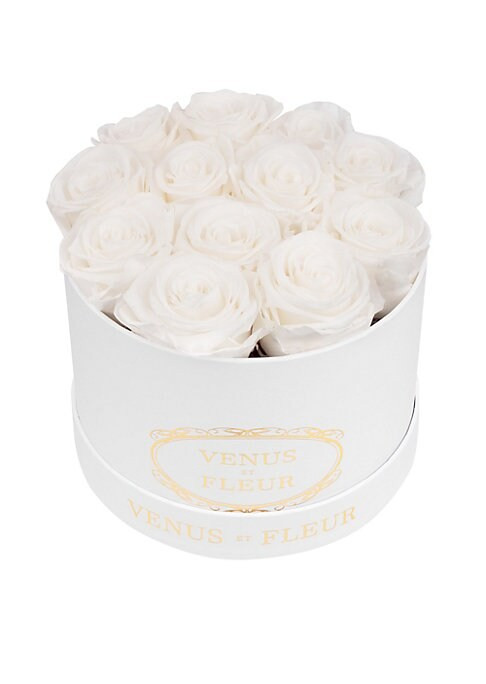 Classic Small Round Box with Pure White Roses | Saks Fifth Avenue