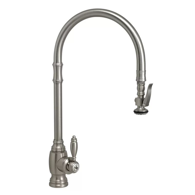 5500-UPB Pull Down Single Handle Kitchen Faucet with Side Spray | Wayfair Professional