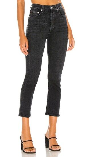 Riley High Rise Straight Crop in Black Pepper | Revolve Clothing (Global)