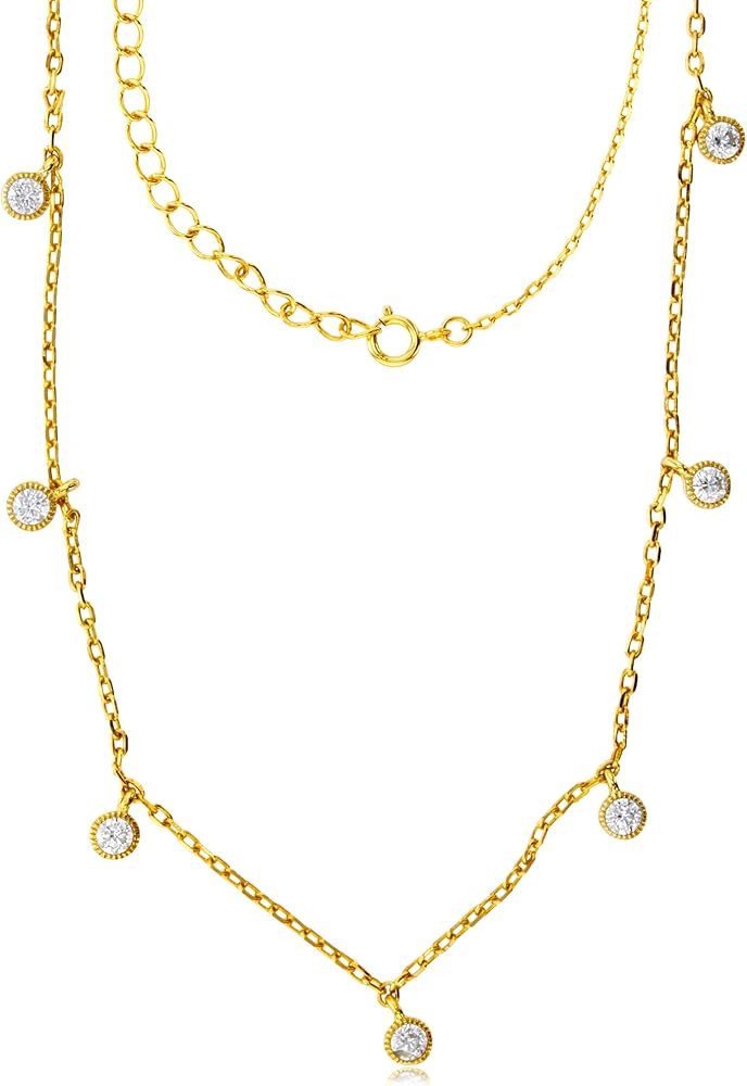 DECADENCE Sterling Silver Yellow Dangling Milgrain Bezels 16"+2" Necklace | Amazon (US)