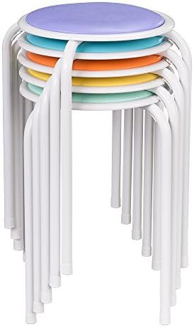 Fat Catalog Assorted Color Metal Stack Stool with Padded Seat, ALT1100SO (Pack of 5) | Amazon (US)