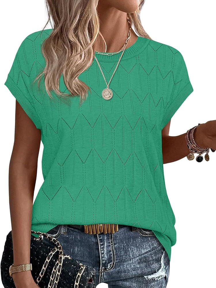 Sampeel Womens Tops Short Sleeve Sweaters 2026 Summer Spring Beach Vacation Clothes Business Casu... | Amazon (US)