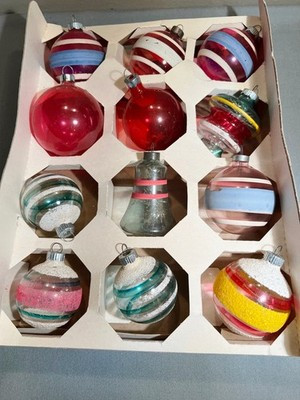12 Vtg Shiny Brite UNSILVERED Ornaments Tinsel ATOMIC Tornado WWII Era Paper Cap | eBay | eBay US