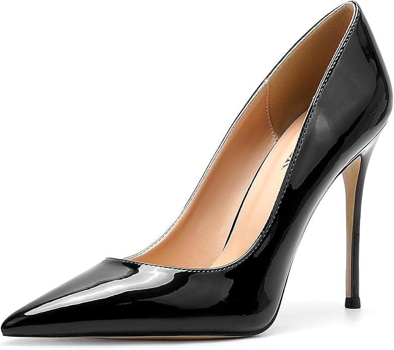WUXIN H&P Women's 4 Inch Pumps Sexy Poined Toe High Heels, Wedding Dress Party Stiletto Shoes Sli... | Amazon (US)