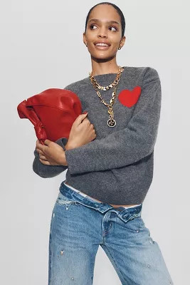English Factory Heart Icon Long-Sleeve Crew-Neck Sweater | Anthropologie (US)