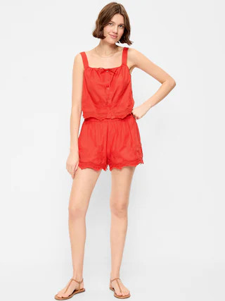 High-Waisted Lace-Trim Shorts | Old Navy (US)