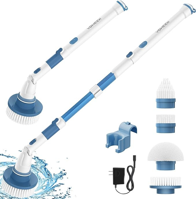 Electric Spin Scrubber, Voweek Cordless Power Scrubber with 4 Replaceable Brush Heads Adjustable ... | Amazon (US)