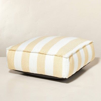 Bold Stripe Indoor/Outdoor Floor Cushion Gold/Cream - Hearth & Hand™ with Magnolia | Target