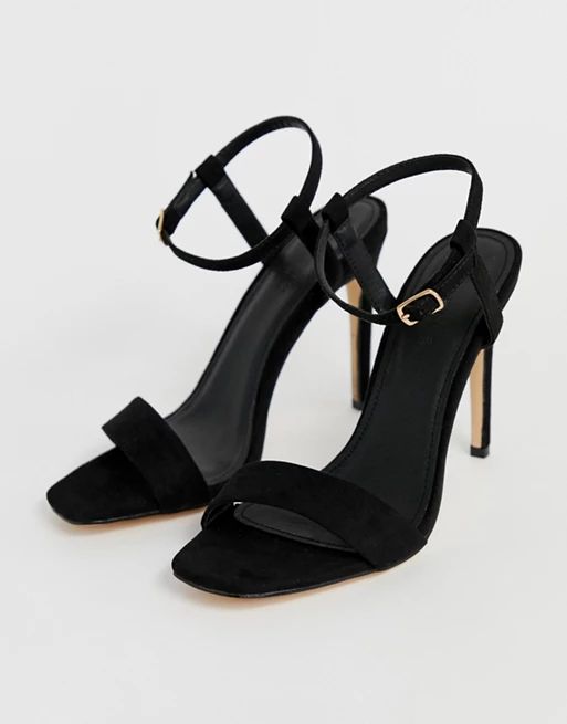 Truffle Collection stiletto barely there square toe heeled sandals | ASOS US