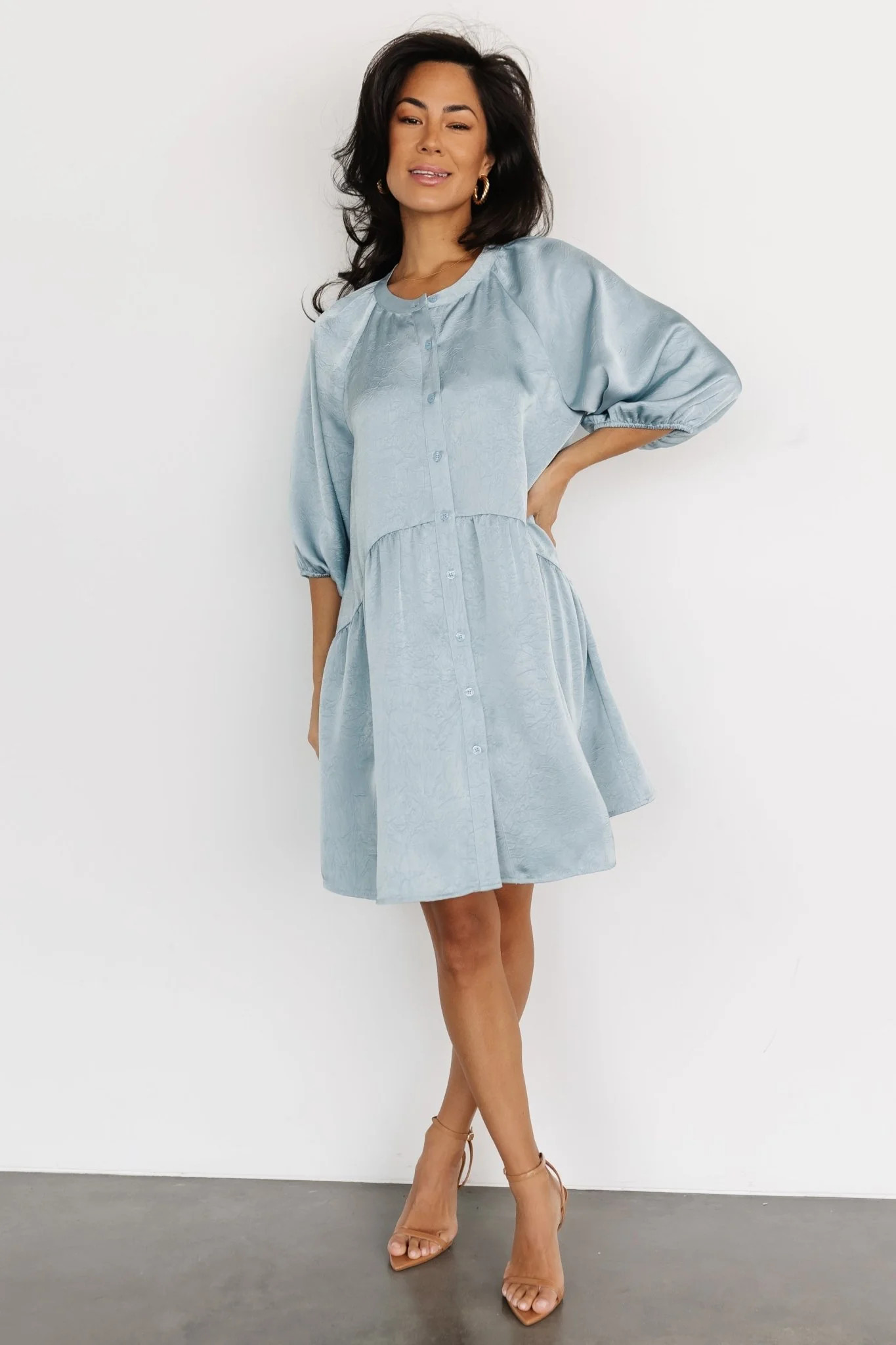 Janice Button Dress | Blue | Baltic Born
