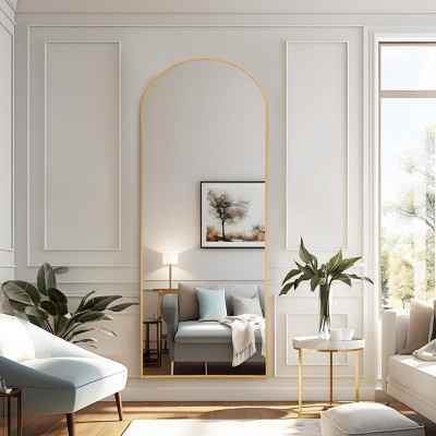 65" X 22"Oversize Metal Gold Arch Stand Full Length Mirror,Modern Arched Standing Mirror,Large Arched Wall Mirror-The Pop Home | Target