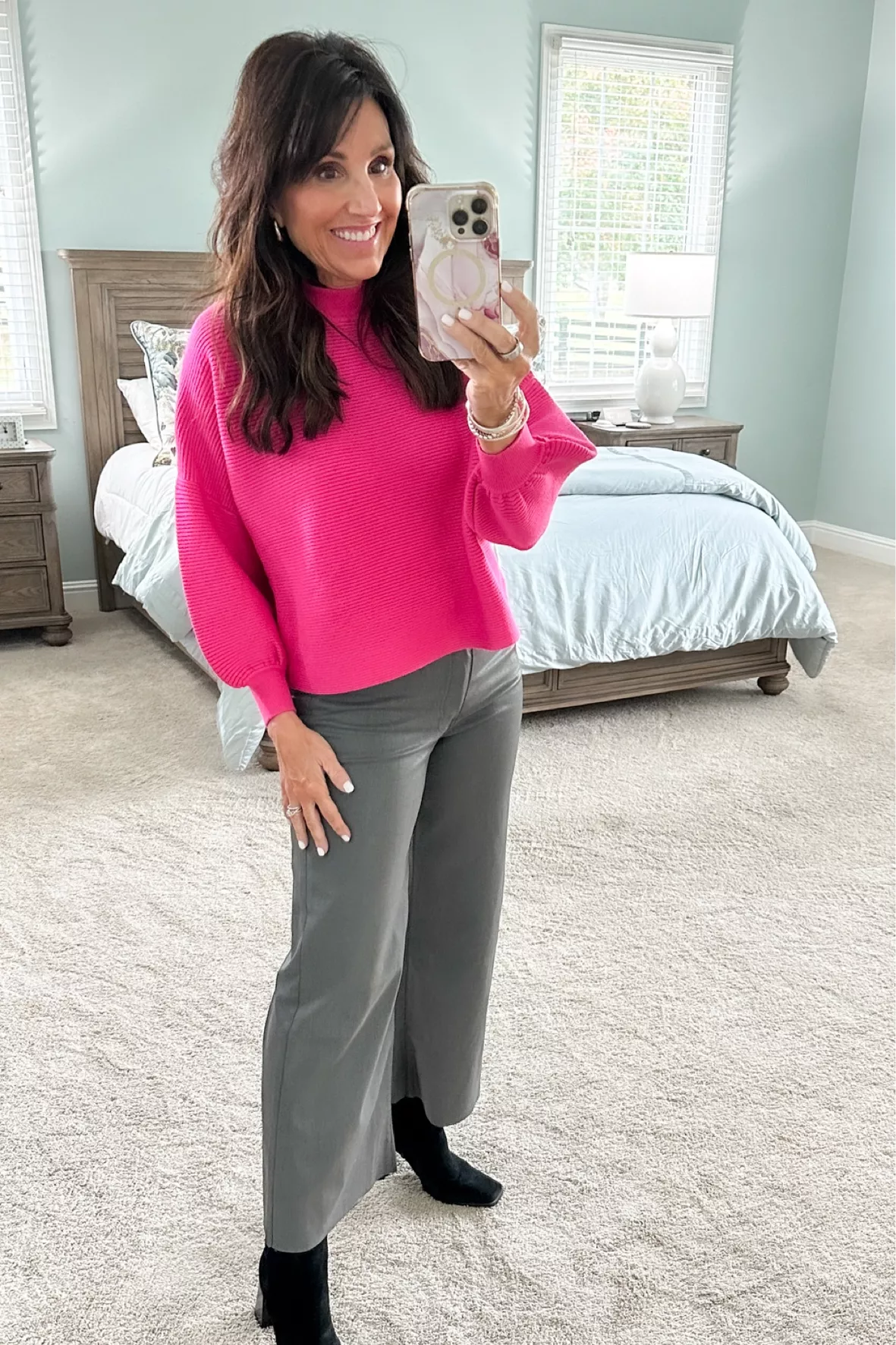 Hot Pink Top with Black Shorts - Cyndi Spivey