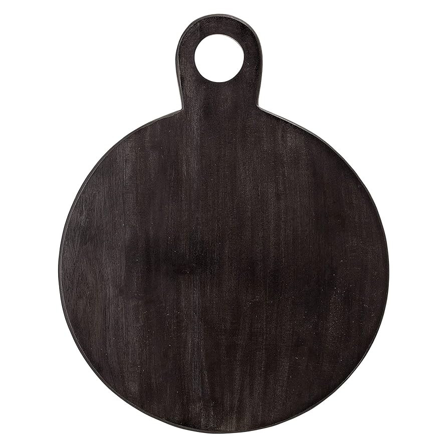 Bloomingville Round Acacia Wood Cheese and Cutting Board with Circle Handle, Black | Amazon (US)