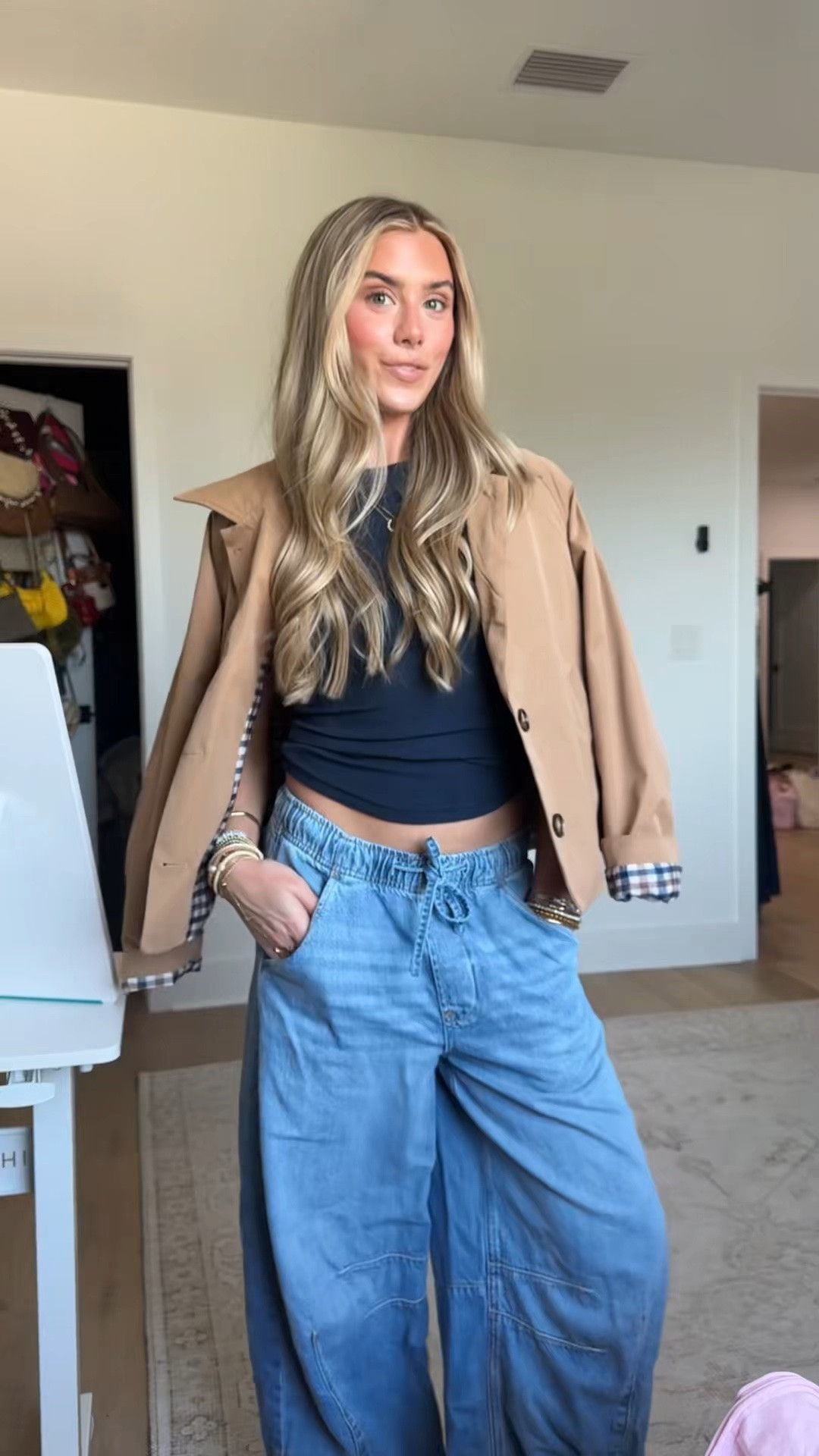My travel outfit to go to KY!! My jeans are size xs from gap the most comfortable travel pants. My tee is size xs from @nuuds  the most slinky soft fabric with my amazon trench coat size small layered overtop. And my sneakers are Shu Shop.

#LTKootd #LTKTravel #LTKdayinmylife