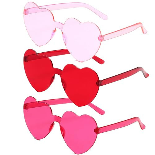 KHC-KHF Heart-Sunglasses 3 Pack Heart Shaped Sunglasses Valentines Day Glasses Cute Retro Love Shades Party Wedding Beach Accessories Party supply Decoration | Amazon (US)