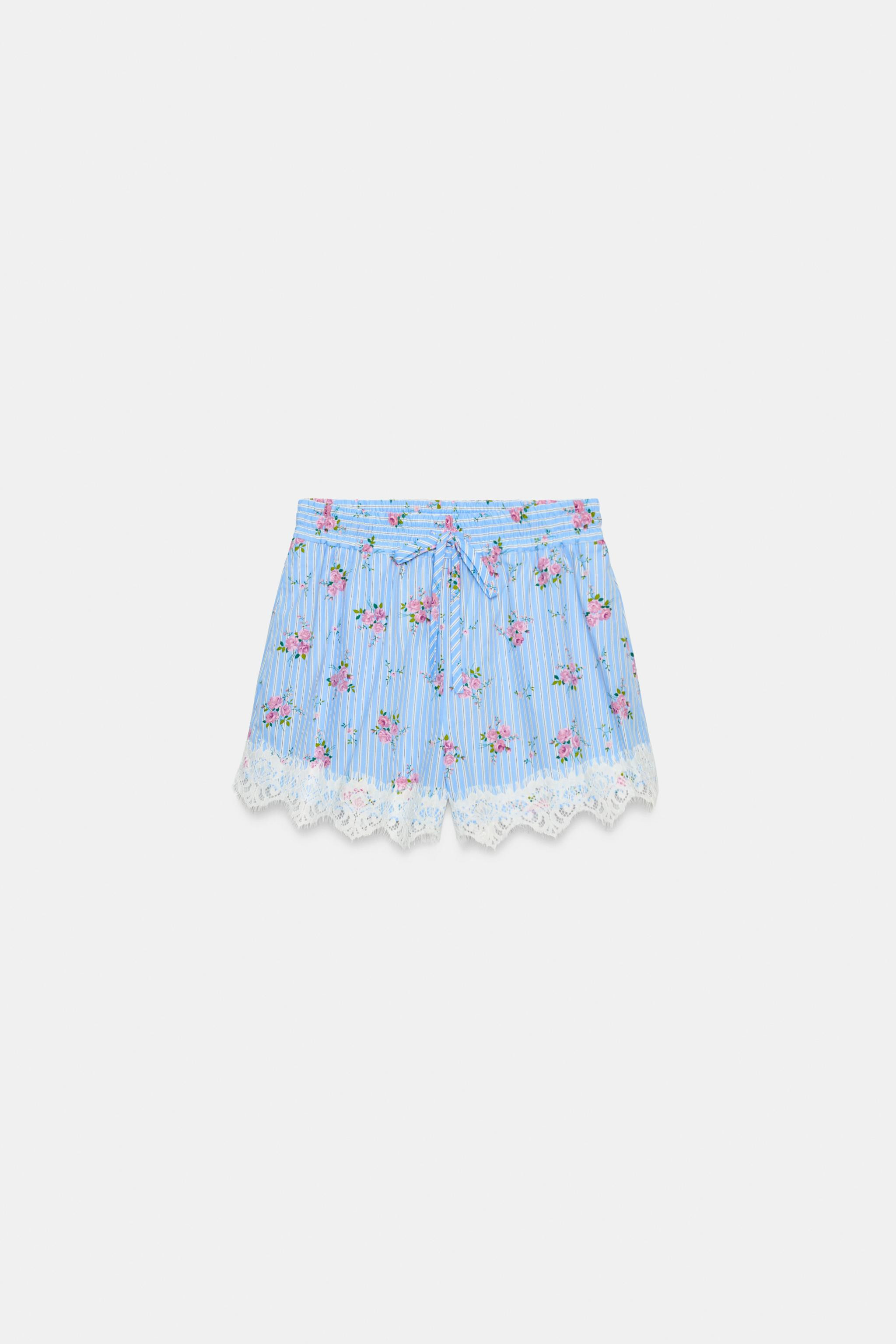 LACE STRIPED SHORTS | Zara US