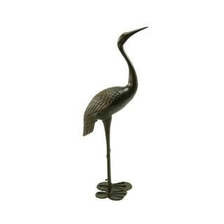 43 in. H Antique Bronze Rust-Proof Cast Aluminum Outdoor Garden Statue, Preening Crane for Patio, Finish in Shiny Copper | The Home Depot