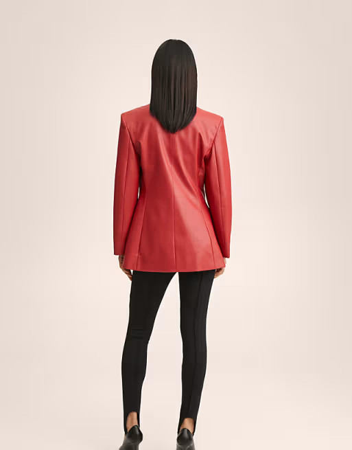 Mango PU blazer in red | ASOS (Global)