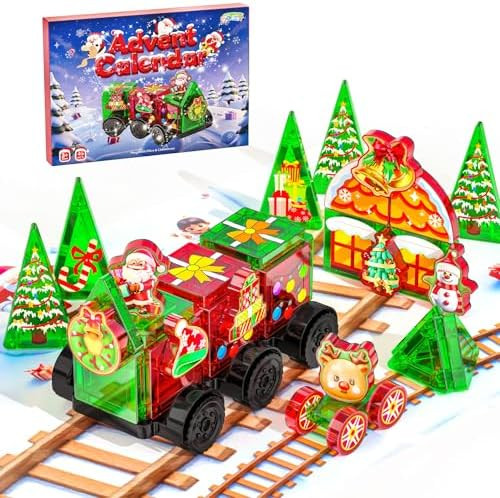 Magnetic Tiles Advent Calendar 2025 for Kids - 45PCS Christmas Countdown Calendar with Santa Clau... | Amazon (US)