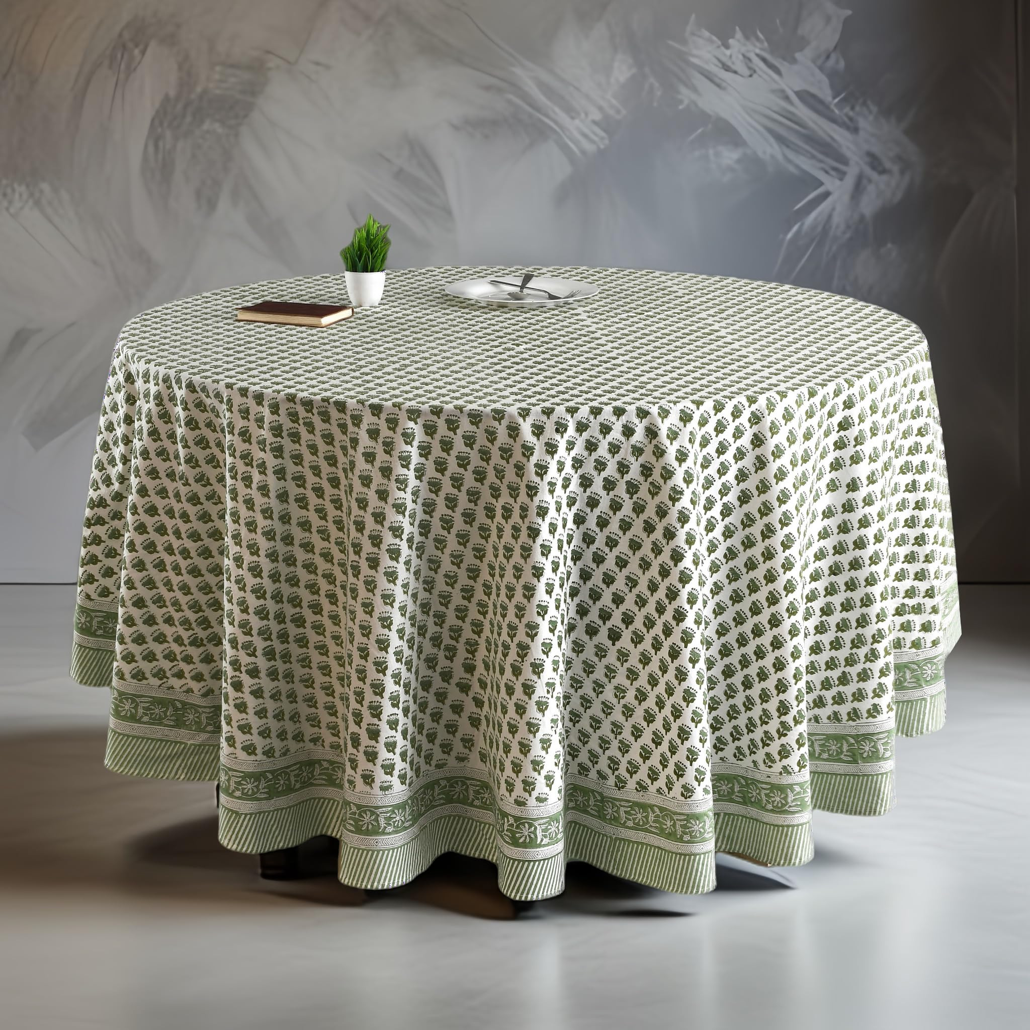 CPC Round Tablecloth- Cotton Indian Block Print Tablecloth -Handmade Printed Washable Cotton Tabl... | Amazon (US)