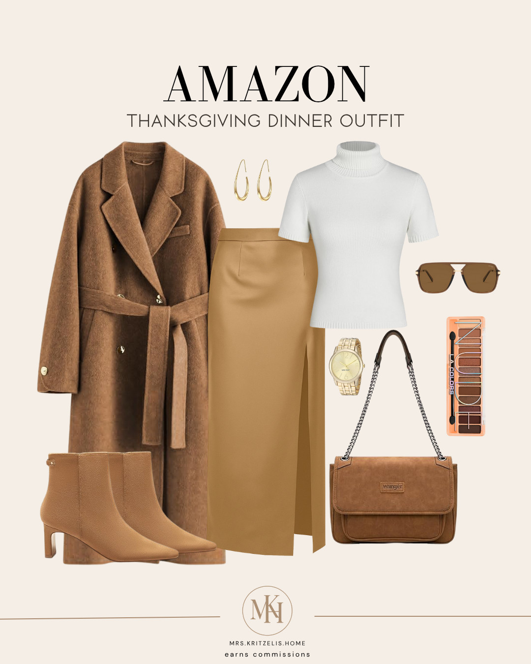Chic + cozy for Thanksgiving dinner 🤎 This full outfit is from Amazon — classy, neutral tones that transition perfectly into the holiday season! // Amazon, Amazon Finds, Amazon Dinner Outfits, Amazon Fashion, Amazon Outfits, Thanksgiving, Thanksgiving Outfit, Thanksgiving Outfits, Dinner Outfit, Dinner Date Outfits, Amazon Fall Outfits, Amazon Fall Fashion, Amazon Fall Finds, Amazon Trench Coat, Amazon Skirt, Amazon Maxi Skirt, Amazon Booties, Brown Suede Ankle Boots, Amazon Crossbody Bag, Amazon Watch, Watches Women, Amazon Knit Top, Amazon Womens Sunglasses, Eyeshadow Palette, Amazon Jewelry, Amazon Earrings 

 #LTKCyberWeek #LTKFindsUnder50 #LTKStyleTip