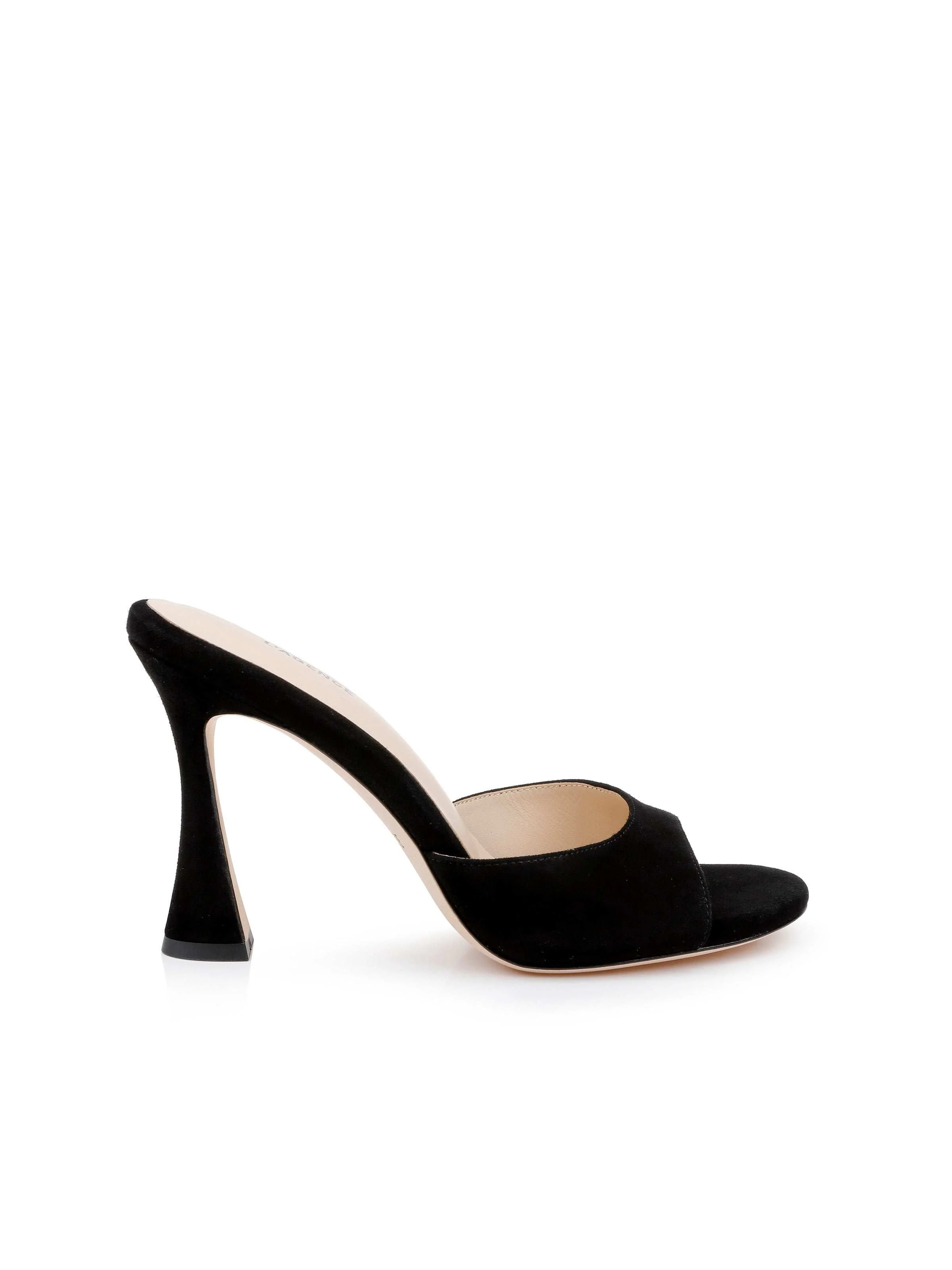 Avery Suede Peep-Toe Mule in Black Suede | L'AGENCE | L'Agence