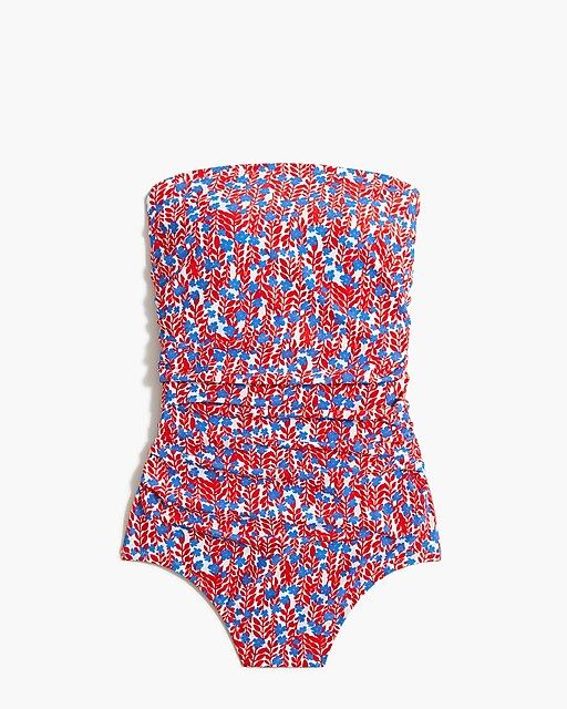 Floral strapless one-piece swimsuit | J.Crew Factory
