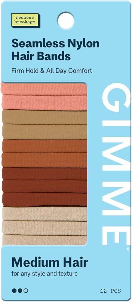 Gimme Beauty Medium Hair Bands Seamless Nylon - Low Profile Hair Accessory - Snag Free Tie for Fi... | Amazon (US)