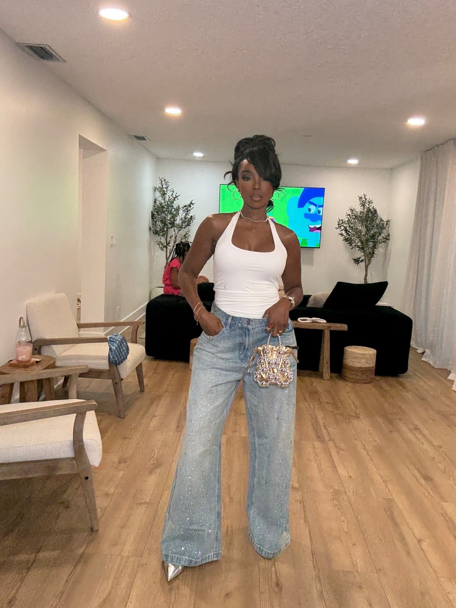 Cost per wear drops fast with a statement denim moment like this — elevated sparkle, a flattering wide-leg fit, and a silhouette that instantly feels styled without trying.

This halter-style white top paired with crystal-detailed jeans is one of those outfits that works overtime. Wear it dressed up with heels and a statement bag, or swap in flats and layers for a more casual take — the versatility makes it a long-term shopping strategy staple.

Perfect for dinner plans, birthday celebrations, girls’ night out, vacation nights, casual parties, and elevated everyday wear.

📏 Fit + Details:
• Halter white top — stretchy, flattering neckline, supportive and comfortable, true to size  
• Wide-leg embellished jeans — relaxed through the leg, structured waist, eye-catching sparkle without feeling heavy  

📏 Sizing: Size Small  
📏 Measurements: 5’4” · 138 lbs · 34D · 27” waist · 40” hips  

Styled multiple ways, statement denim outfit, embellished jeans, white halter top, elevated casual look, cost per wear outfit, modern night-out style, long-term wardrobe investment.

Tap to get details and shop everything linked.

Follow me on Instagram and YouTube @kirasfashionfinds  
#LTKootd

#LTKootd #LTKgrwm