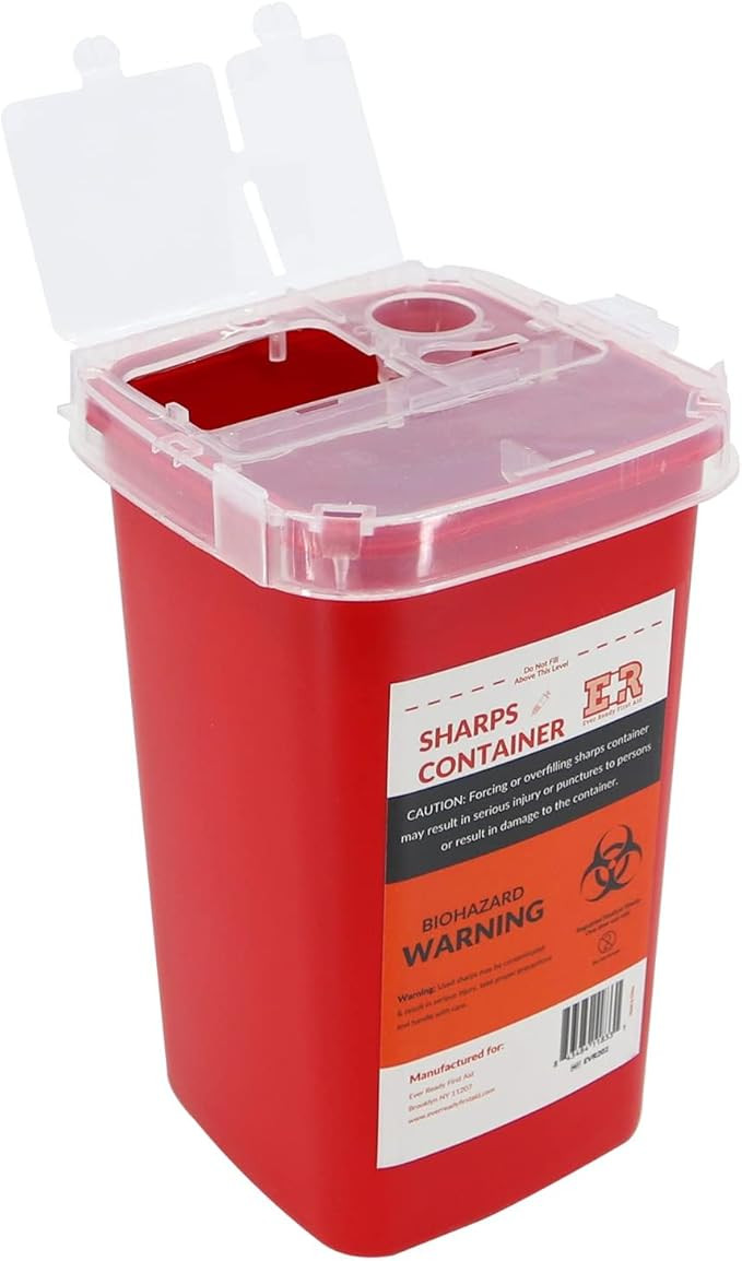 Ever Ready First Aid Sharps Container with Split Lid Design and Locking Mechanism for Sharp Waste... | Amazon (US)