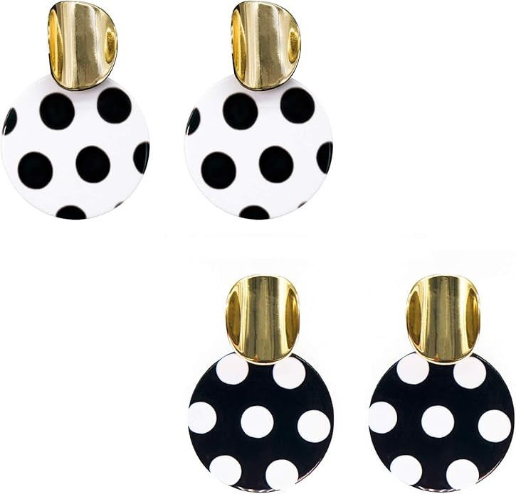 Black White Earrings for Women Teen Gifts Dangle Drop Fashion Geometric Statement Jewelry | Amazon (US)