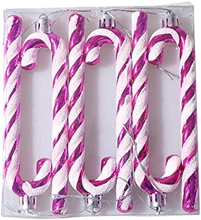 Vxkbiixxcs-o 6 Pcs Christmas Candy Cane Ornaments Tree Hanging Pendant Decoration Props Hot Pink | Amazon (US)