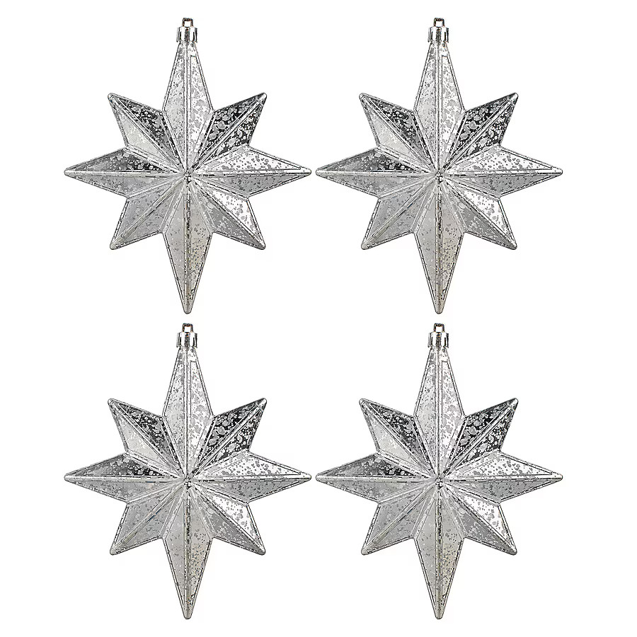 Holiday Living 4 -Pack Silver Star Standard Indoor Ornament set | Lowe's