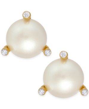 kate spade new york Gold-Tone Imitation Pearl and Crystal Stud Earrings | Macys (US)