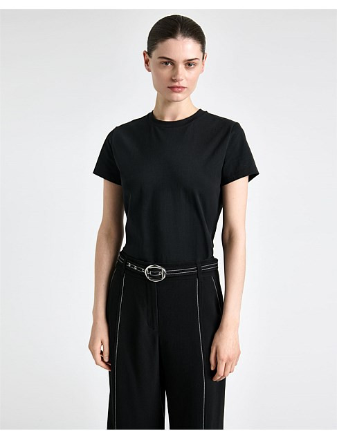 Cue Black Fitted Pima Cotton Tee | David Jones | David Jones (Australia & New Zealand)