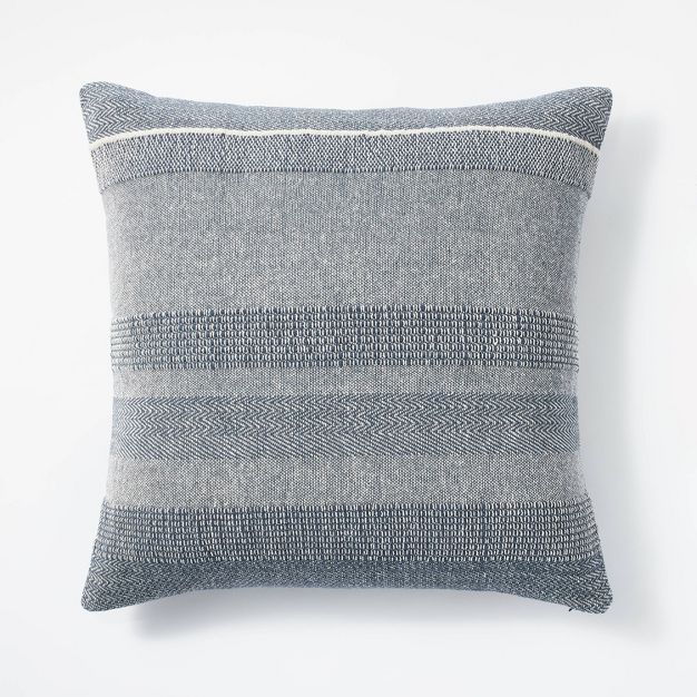 Oversized Cotton Woven Striped Square Throw Pillow Blue/Cream - Threshold&#8482; designed with St... | Target