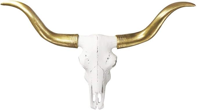 WALL CHARMERS Mini White + Gold Longhorns Faux Longhorn Skull - 20" Faux Taxidermy Animal Head Wa... | Amazon (US)